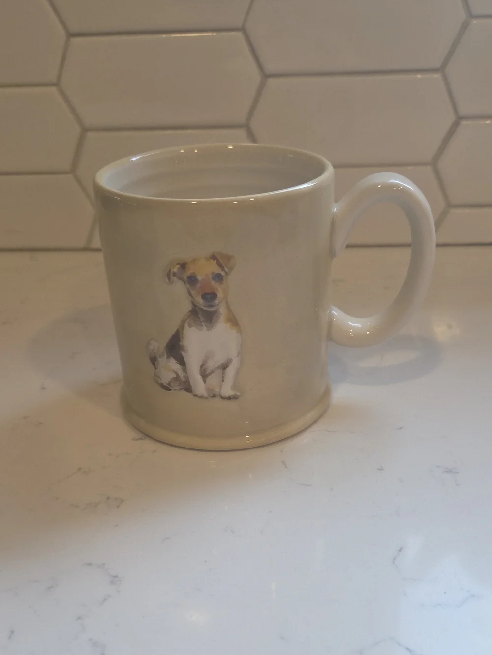 Cream Ceramic Dog Mug with Jack Russell Illustration - Pet Lover Gift